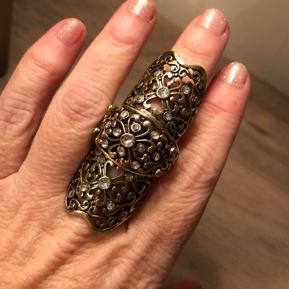 Gold / Rhinestone knuckle ring - Picture 3 of 5